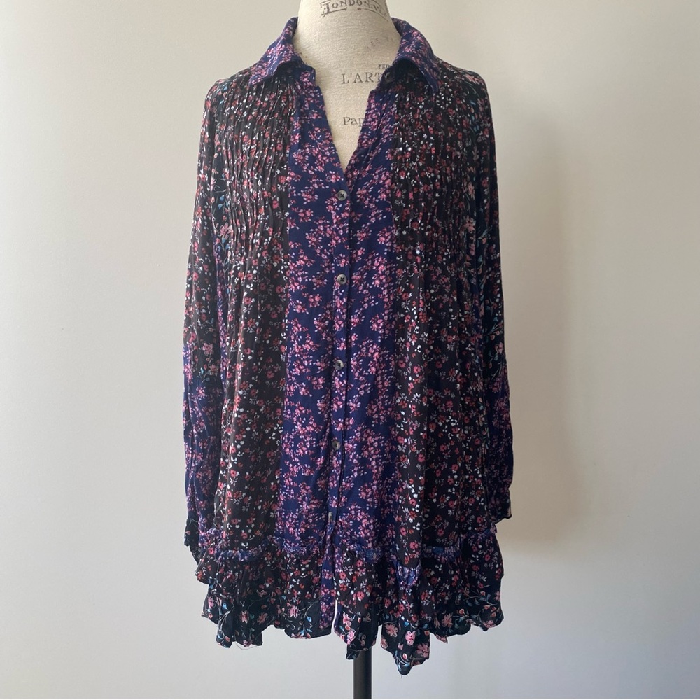 Free People Lost in You Floral Printed Tunic Mini Dress